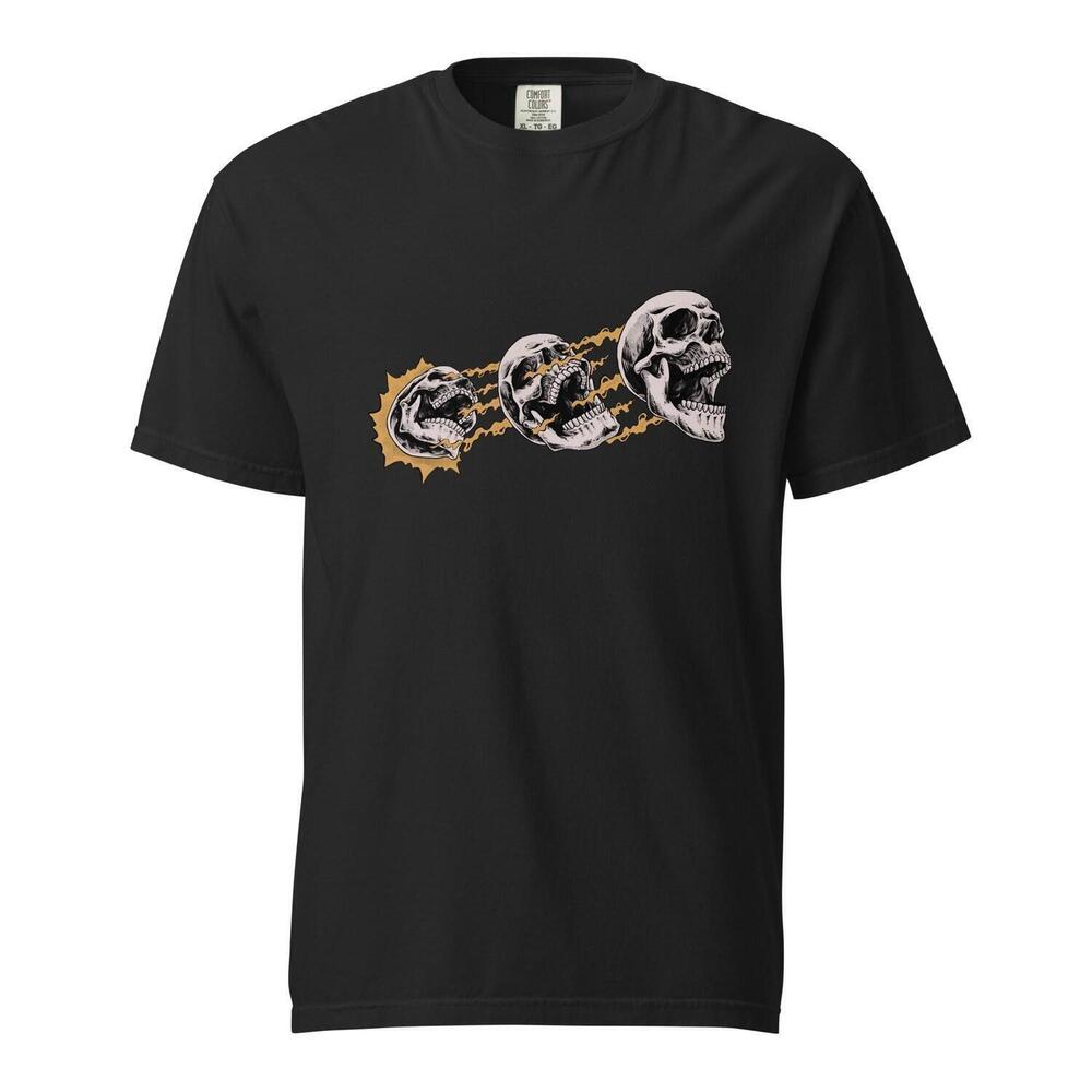Screaming Skulls Graphic T-Shirt Retro Comic, Heavyweight Cotton